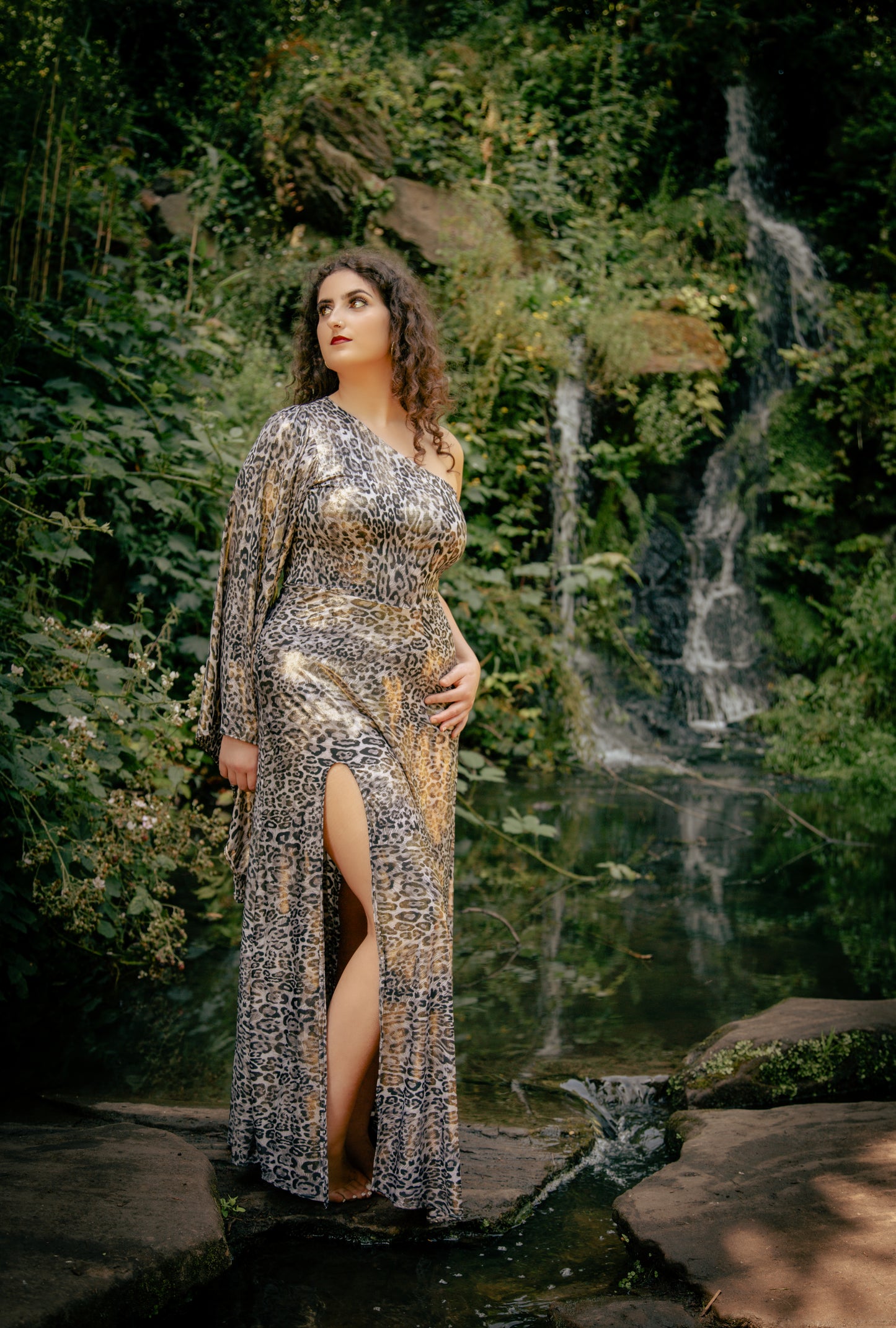 Gilded Grace Gold Leopard Maxi Dress