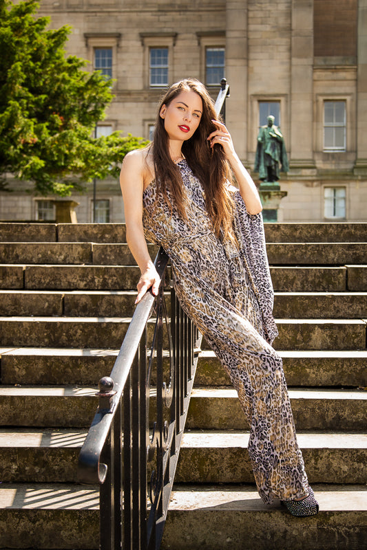 Gilded Glimmer Gold Leopard Jumpsuit