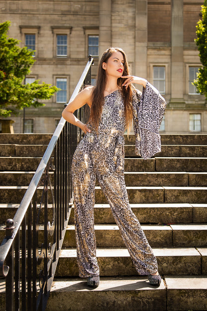 Gilded Glimmer Gold Leopard Jumpsuit